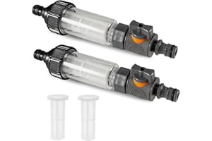 Beatific Lot de 2 filtres à eau pour camping-car avec tamis de rechange avec adaptateur rapide 3/4" et vanne de régulation, avec insert de filtre à eau, pour camping-cars, caravanes et accessoires de