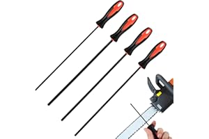 Tenbrachian 4 Stück Feile für Kettensäge Feilenset, Kettensägefeilen Set mit Griff, Rundfeile Kettensäge Rundfeile Sägeketten Feilen für Kettensägen, für Pferd Feile Kettensäge(3,2, 4,0, 4,8, 5,5 mm)