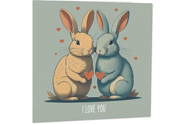 Purple Fox Carte d'anniversaire lapin - petit ami romantique, petite amie, femme, mari