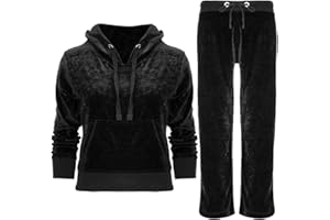 Be Jealous Womens Velour Loungewear Hoodies Velvet Ladies Jogging Hooded 2PCS Tracksuit Set
