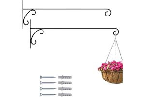 MARRAKESCH ORIENT & MEDITERRAN INTERIOR Marrakesch 2er Set Wandhaken handgeschmiedet schwarz 50cm lang | Vintage Haken zum Schrauben für Blumenampel & Hängepflanze | Gerätehalter Tarmo für draußen als Balkon Terrasse oder Garten Deko