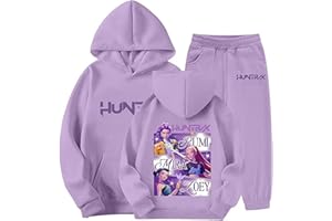 GÉNÉRIQUE Kpop Hunters Survêtement Fille Ensemble 2 Pièces Vintage Y2K Hoodie Pantalon et Haut Sweats à Capuche Jogging Vêtements Imprimés Huntri/X Rumi Mira Zoey Pull à Manches Longues Sportswear