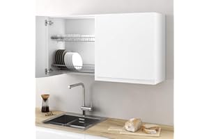 Menage Confort Kit Escurridor de Platos y Vasos de Acero con Bandeja Recoge Aguas para Mueble de Cocina, Ancho 865 mm