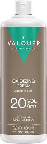 VALQUER Agua Oxigenada en Crema Estabilizada 20 Volúmenes 6% | 1 L | Oxidante para Coloración Capilar Permanente y Decoloraci