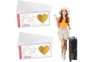 LACHT 2 Tarjetas De Raspado De Boletos De Viaje Con Sobres,Tarjeta De Embarque De Raspado Personalizada,Empaque De Regalo De Viaje Único,Boleto Sorpresa De Raspado Y Revelación Para Cumpleaños,Novias