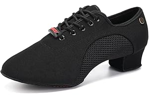 HIPPOSEUS Scarpe da Ballo Latino Donna Stringate con Punta Chiusa Tacco Basso Scarpa Allenamento da Ballo Moderno e Salsa