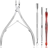 Cuticle Trimmer with Cuticle Pusher - 4 Pcs Cuticle Cutter Nipper Clipper Dead Skin Remover Scissor Plier Durable Manicure Pe