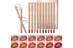 LOPHE Matita Labbra, 12 colori Set di Lip Liner, Penna per Labbra Impermeabile, Cremosa e Liscia, No Transfer, Non Scololorisce e Non Sbava, A Lunga Tenuta, per Contornare le Labbra, Vegan
