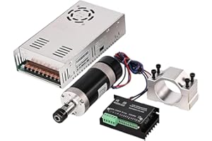 CNC-bürstenlose Spindel 500W, Yofuly ER16 Hochgeschwindigkeits-luftgekühlter bürstenloser Spindelmotor + bürstenloser DC-Motorcontroller + 48-V-Gleichstrom + 55-mm-Klemme