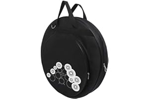 Shipenophy Cymbal Bag, 21-Inch Black Cymbal Backpack Padded Cymbal Bag Case for Storing Cymbals Three Pockets with Removable Divider Shoulder Strap for Musicians Music Lovers