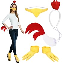 XEPST Ensemble de Costumes de Poulet Coq Adulte, Bandeau et Queue de Poulet avec Bandeau de Coq Flou Bec Queue Poilue pour Costume d'Animal Cosplay Fête de Déguisement de Pâques Halloween Canival