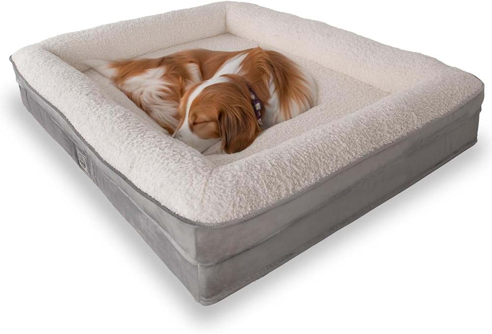 Jungolica Felix Köpek Yatağı Gri Orta 75x95 cm, Visco Sünger,%100 Su Geçirmez Alez, Çıkarılabilir Yıkanabilir Kılıf, Kaydırmaz Taban, Teddy Dokulu Kedi & Köpek Minderi