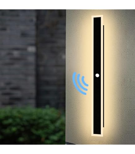 LED Exterieur Jardin Applique Murale Avec Télécommande Dimmable Étanche IP65 Lampe Murale Extérieure Interieur Longue Barre Terrasse Eclairage Mural Luminosité Réglable Pour Garage Blanc (30CM