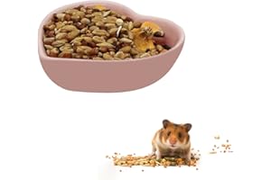 LuckyOpt Hamsternapf Keramik Herzform Haustier Futternapf Waschbar Kleintier Schalen Hamster Wassernapf für Meerschweinchen, Rennmäuse, Igel, Chinchilla, Papagei (Rosa)