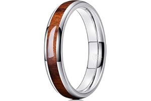 Three Keys Jewelry 4mm 6mm 8mm Titanium Wedding Band for Men Women Santos Rosewood Wood Inlay Engagement Ring