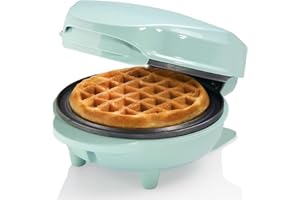 Bestron Waffle Maker, Piastra per waffel mini Ø10 cm, piccola macchina con rivestimento antiaderente, per compleanni di bambini, feste di famiglia, Pasqua o Natale, 550 watt, colore: verde