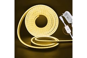 Xunata 12V Dimmbar Neon LED Streifen, 2835 LED Strip Wasserdicht Diffusion Silikon Neon Flex LED Lichtband Lichtschlauch für Innen Aussenbereich Heim Weihnachtsfeier Deko (Warmweiß, 2M)
