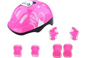 Leapiture 7Pcs/Set Set Protettivo Sportivo Ginocchiera Casco Atletico Polsiere Protezioni Regolabili per Skateboard per Bambini Set di Protezioni per Pattinaggio in Bici per Giovani