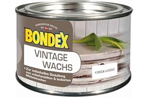 Bondex Vintage Wachs Kreideweiß 0,25 L für 6 m² | Kreative Innengestaltung | Antik-/ Shabby-chic-Effekt | Pflegt und schützt | Seidenglänzend | Möbelwachs | Holzwachs