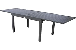Hespéride Table de Jardin Extensible 10 Personnes Piazza - L. 135/270 cm - Noir Graphite