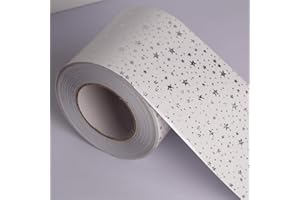 LGVXSRTYU White Silver Stars Wallpaper Border Stick and Peel Bedroom bathrooms Kitchen Wall Decor Border PVC Waterproof Wallpaper Border 10CMX500CM