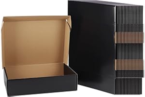 EXYGLO 12x9x3 inch Cardboard Postal Boxes 20 Pack, 305x229x76 mm Black Gift Boxes for Packaging, Medium Shipping Box Mailers for Posting Mailing Small Business
