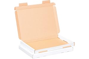 smiley pack 100x Großbriefkartons 230 x 160 x 20 mm weiß DIN A5 B5 stabiler Versandkarton Postkarton Faltschachtel für Warensendung, Büchersendung und Großbrief mit Steckverschluss (100 Stück)