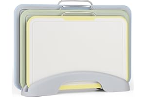 Tagliere da Cucina Plastica 8mm GIOVARA Set Di 3 Set Taglieri Cucina con Supporto, Set di Taglieri Colorati da Cucina, per tagliare e affettare verdure, frutta,Lavabile in Lavastoviglie 33.2 * 22cm