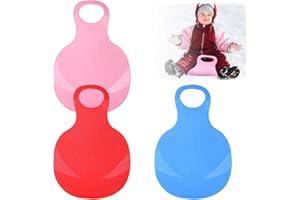 PORUPAEL 3pcs Snow Sled Board Plastic Snow Sledge with Handle Heavy Duty Ski Board Outdoor Winter Toys Skiing Boards Snowboard for Children Play on Ice Snow Grass and Sand