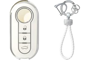 OFFCURVE Custodia Chiavi con Portachiavi Cover Chiave, Guscio Chiave Copri Chiavi Auto Telecomando per Fiat 500 500L Panda Ducato Doblo Brava Bravo Punto Lancia Ypsilon Delta Musa