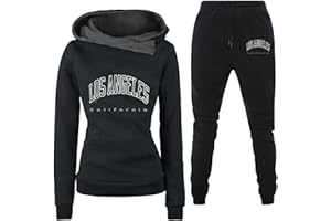 TinaDeer Damen Trainingsanzug Set 2-Teilig Heartbeat Print Hoodie Jogginghose Sweatshirt Hose Zweiteiler Jogginganzüge Damen Kapuzenpullover Sporthose Set