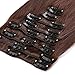 S-noilite 16" 18" 20" 22" 8PCS Silky Clip In Human Hair Extensions 100% Remy Real Human Hair Straight Various Colors for Women Beauty (18inches 70g, 04# Medium Brown)