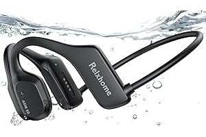 Relxhome Knochenschall Kopfhörer Schwimmen MP3 Kopfhörer, IP68 Wasserdicht, 16GB Speicher, kabellos Bluetooth5.2, Open-Ear Bone Conduction Headset, MP3 Player für Schwimmen und Surfen