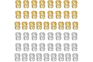 MenYiYDS 50 pezzi dreadlocks perline anelli dreadlock regolabili in alluminio intrecciare accessori per capelli (oro e argento)