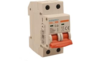 A2ZWORLD Interruttore Magnetotermico 63A C63, Bipolare 2P, Curva C 6kA, 2 Moduli DIN 220V AC, Certificato IEC60898-1, Serie SB6L