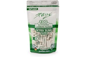 ‎PURIZE PURIZE® Aktivkohlefilter Xtra Slim Size - 100er PE Beutel - Premium Filter - Aktivkohle auf Kokosnuss-Basis (Weiß)