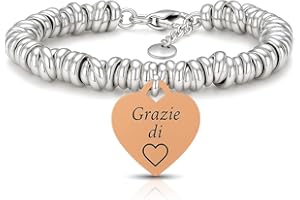 SAGA GIOIELLI Bracciale Donna con Scritte, Pensieri e Parole, Idea Regalo Amica Speciale, Sorelle, Mamma, Nonna, Nodini Intrecciati e Ciondolo, Regali Portafortuna