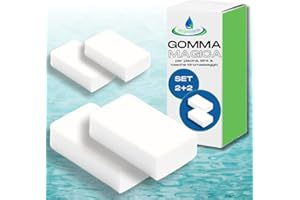 acquaverde | Goma mágica para la limpieza de piscinas, spa, juego de 2 + 2, alta calidad abrasiva, elimina la suciedad sin uso de productos químicos, esponja abrasiva de agua