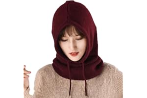 Yekeyi Cagoule d'hiver tricotée en cachemire - Masque de ski - Bonnet d'extérieur pour femme