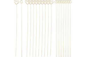 FRALNFIT 20 Pcs Floral Place Card Holders, Metal Wire Card Holder Picks, Gold Round & Heart Stick Clip for Wedding Party Decoration, Table Card Note Photo Picture Memo Holder Clips for Home Office DIY Craft
