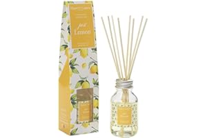 HASSETT GREEN LONDON Just Lemon Fragrance Reed Diffuser 100ml - Long Lasting Home Indoor Fragrance - with 8 Rattan Reeds