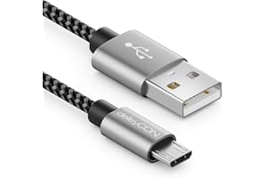 deleyCON 1m Nylon Micro-USB-Kabel Laddkabel Datakabel Metallkontakter - Ladda & Synka Mobil