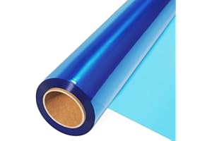 JOYIT Rouleau de cellophane bleu (30,5 m de long x 44,5 cm de large) – Papier d'emballage en cellophane bleu transparent de 2,5 mm d'épaisseur, emballage coloré pour décoration de panier à fleurs