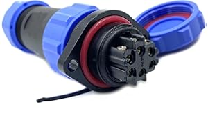 BAYZCONN SP21 6 poli Aeronautica Connettore, IP68 Impermeabile 6Pin flangiata a 2 fori Nessuna Saldatura Connettore Elettrico Maschio Spina e Femmina Presa Adattatore 500V 25A 12AWG Cavo (Cablaggio a Vite)