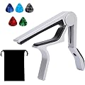 Capodastre, Alliage Capo de Guitare pour Folk 6 Cordes, Capodastre de Guitare électrique Acoustique Folk Ukulélé Basse en Alliage d'aluminium, Mandoline et Banjo Avec 5 Médiators