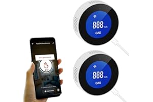Wiby Rilevatore Fughe Gas Metano CH4 | Wi-Fi, App, Compatibile con Alexa e Google Home | Allarme 85dB, Display LCD | Certificato EN 50194 | Ideale per Cucina e Caldaia, 2 Unità