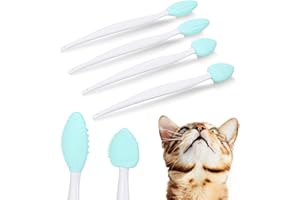 LLOUSSAK 4Pcs Cat Acne Chin Treatment, Black Seed Soft Silicone Cat Grooming Scraper Brush for Chin Acne & Blackhead Exfoliation, Double-sided