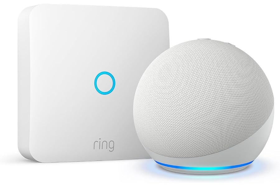 Echo Dot (Neueste Generation), Weiß + Ring Intercom, Türöffner per Sprachbefehl über Echo Dot, Alexa+ Early Access inklu