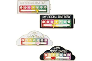 Fenglin-joy Social Battery Pin, 4 Stück Brosche für soziale Batterie my social battery Social Mood Brosche Pin für Soziale Stimmung für 7 Tage für Rucksäcke Jacken und Hüte