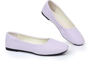 Timween Womens Ballet Flats, 25 Vibrant Colors Available Ladies Casual Square-Toe Flat Shoes Women Indoor Outdoor Comfy Slip On Ballerina Pumps Solid Color Suede-Effect Upper Portable Flats
